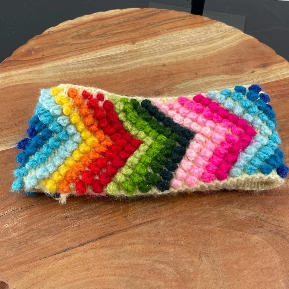 Alpaca Wool‎ Fun & Warm Lined Headband Women's rainbow Pattern Lined Peru